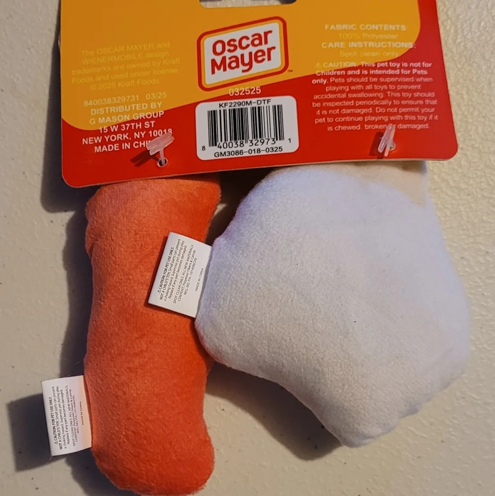 Plush Eggs And Bacon Catnip Toys Oscar Mayer Cat- White And Yellow, Pink and Red